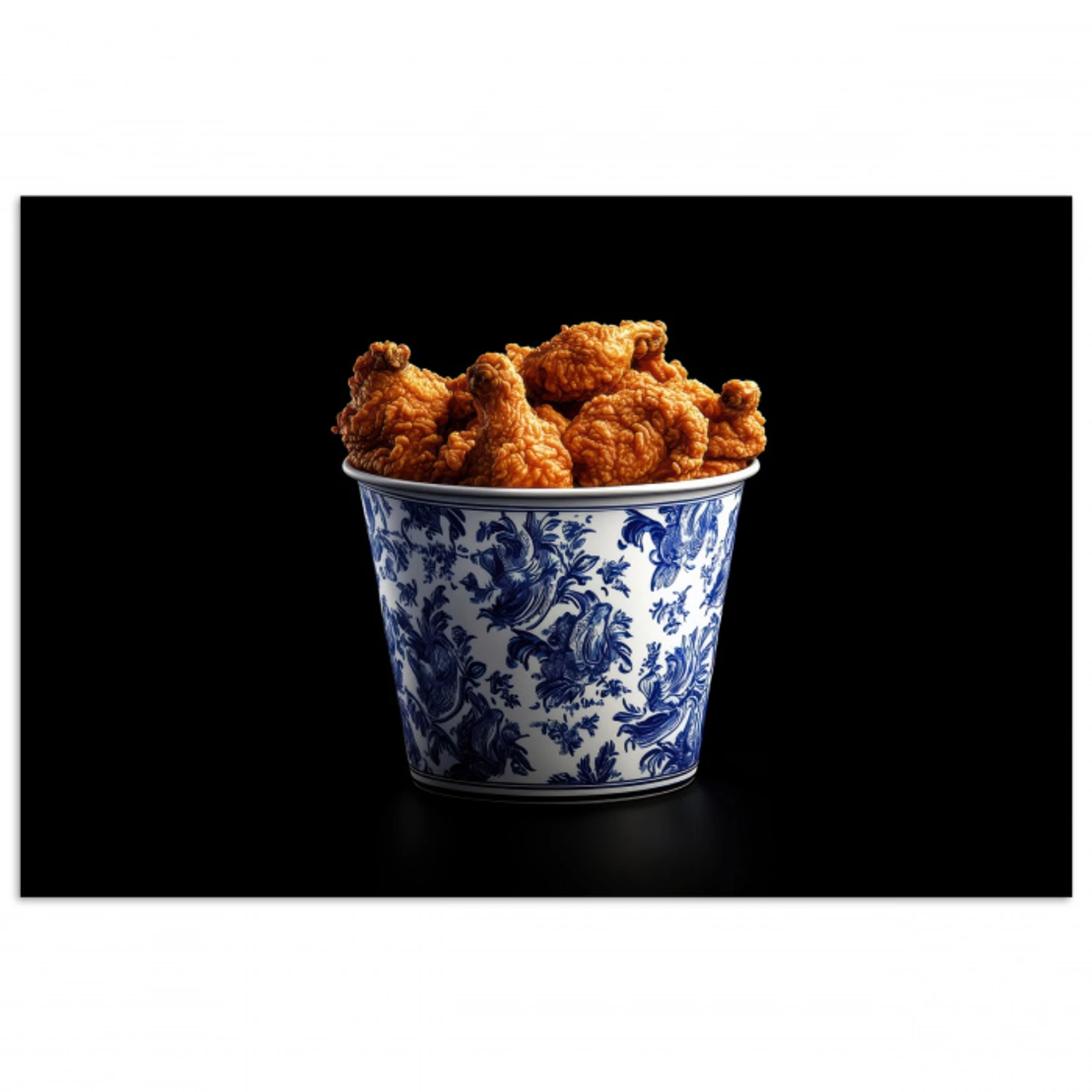 Kip - Bucket - Delfts blauw - Lekker poster papier klein -3d