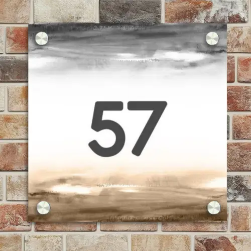Aquarelachtergrond - Zwart beige - Traditioneel Naambord Vierkant klein -sfeer2