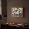 Paraplu's - Schilderij - Kunst - Regenboog Light Box met batterij (Wandlamp) middel -sfeer1