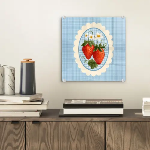 Aardbeien - Lijst - Rood - Geruit plexiglas 5mm klein -sfeer1