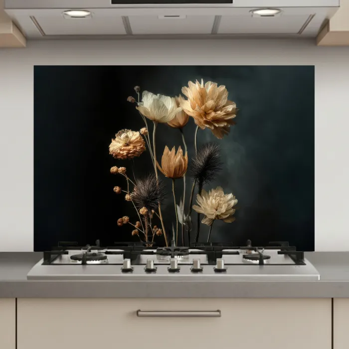 Boeket - Bloemen - Licht - Zwart keuken achterwand spatscherm klein -3d_website