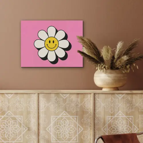 Smiley - Bloem - Roze PET vilt klein -sfeer4