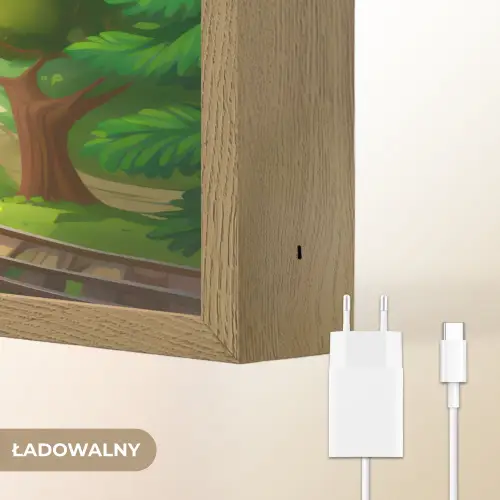 Trein - Bloemen - Kinderen - Natuur Light Box met batterij (Wandlamp kind) middel -USP_websiteoplaadbaarNL