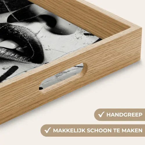 Gezicht - Mond - Graffiti - Zwart Dienblad Rechthoek middel -USP_HandgreepNL