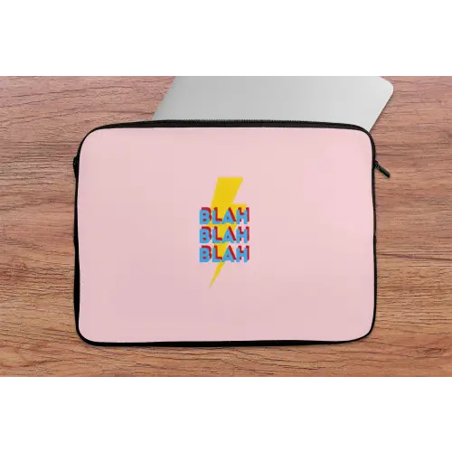 Blah - Bliksem - Roze laptophoes neopreen klein -tafel