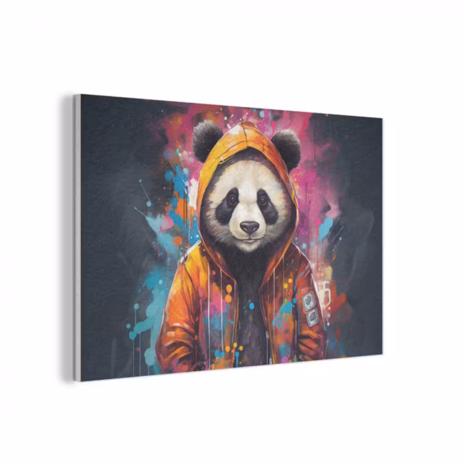 Akustikbild - Panda - Jacke - Graffiti - Orange