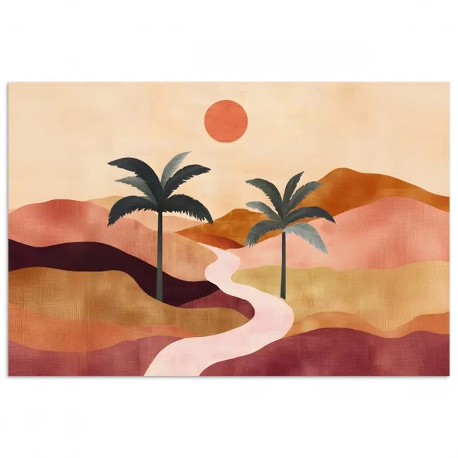 Poster - Heuvels - Palmbomen - Abstract
