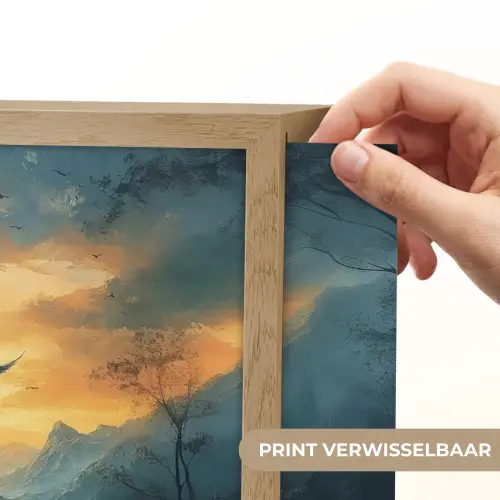 Vogels - Zon - Bomen - Groen Light Box met batterij (Wandlamp) middel -USP_websiteprintNL