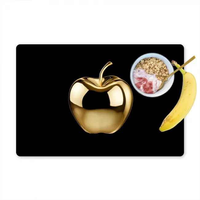 Appel - Goud - Chrome - Zwart Placemat vinyl groot -zzzproduct_Kitchenyeah-website
