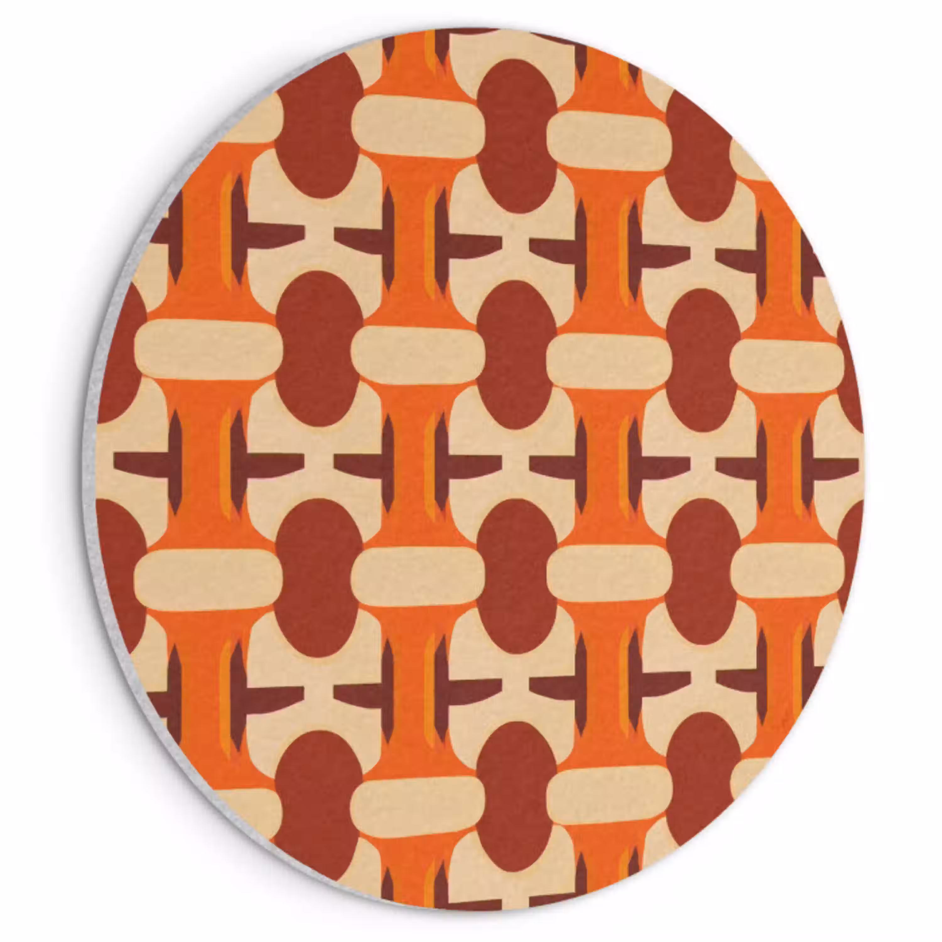 Geometrisch - Retro - Oranje Akoestische PET Vilt - Rond klein 838 -3d