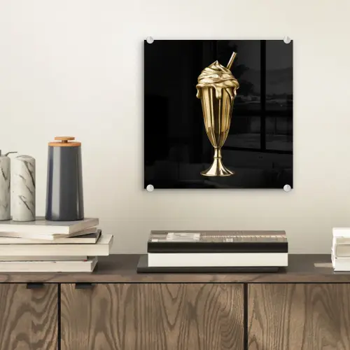 Milkshake - Goud - Drinken - Zwart plexiglas 5mm klein -sfeer1