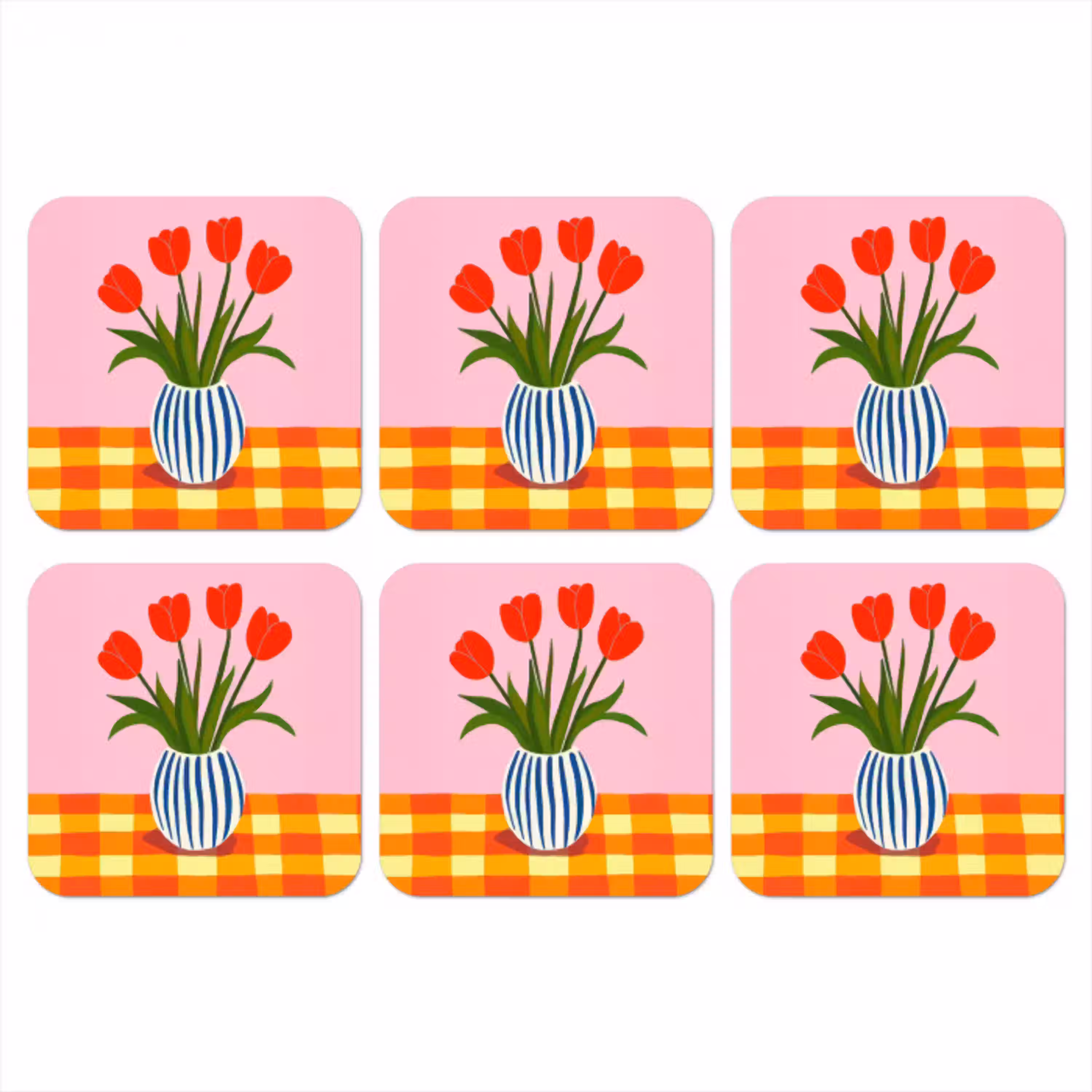 Tulpen - Roze - Vaas onderzetter kurk middel -3d