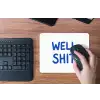 Blauw - Quote - Wit muismat rubber klein -toetsenbord