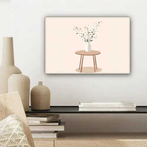 Vaas - Bloemen - Madeliefjes - Beige canvas 2cm klein -sfeer6