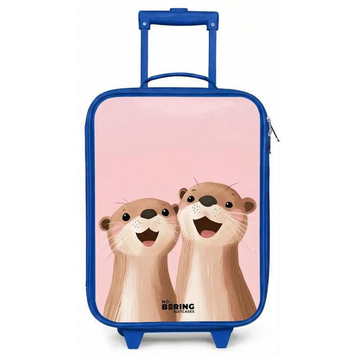 Otters - Lachen - Roze - Illustratie Kinderkoffer - Blauw klein -zz3dotto