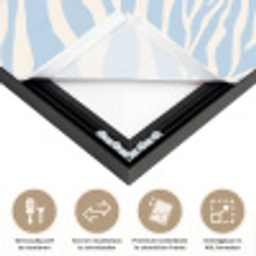 Zebra - Motief - Blauw - Wit Textielframe zwart klein 947 -USP_closeupNL