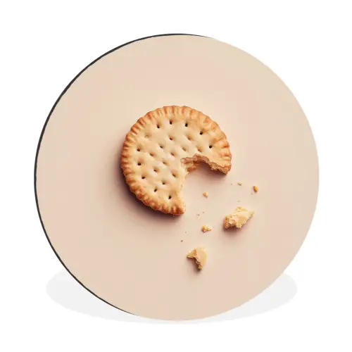 Koekje - Kruimels - beige Wandcirkel aluminium klein -3d