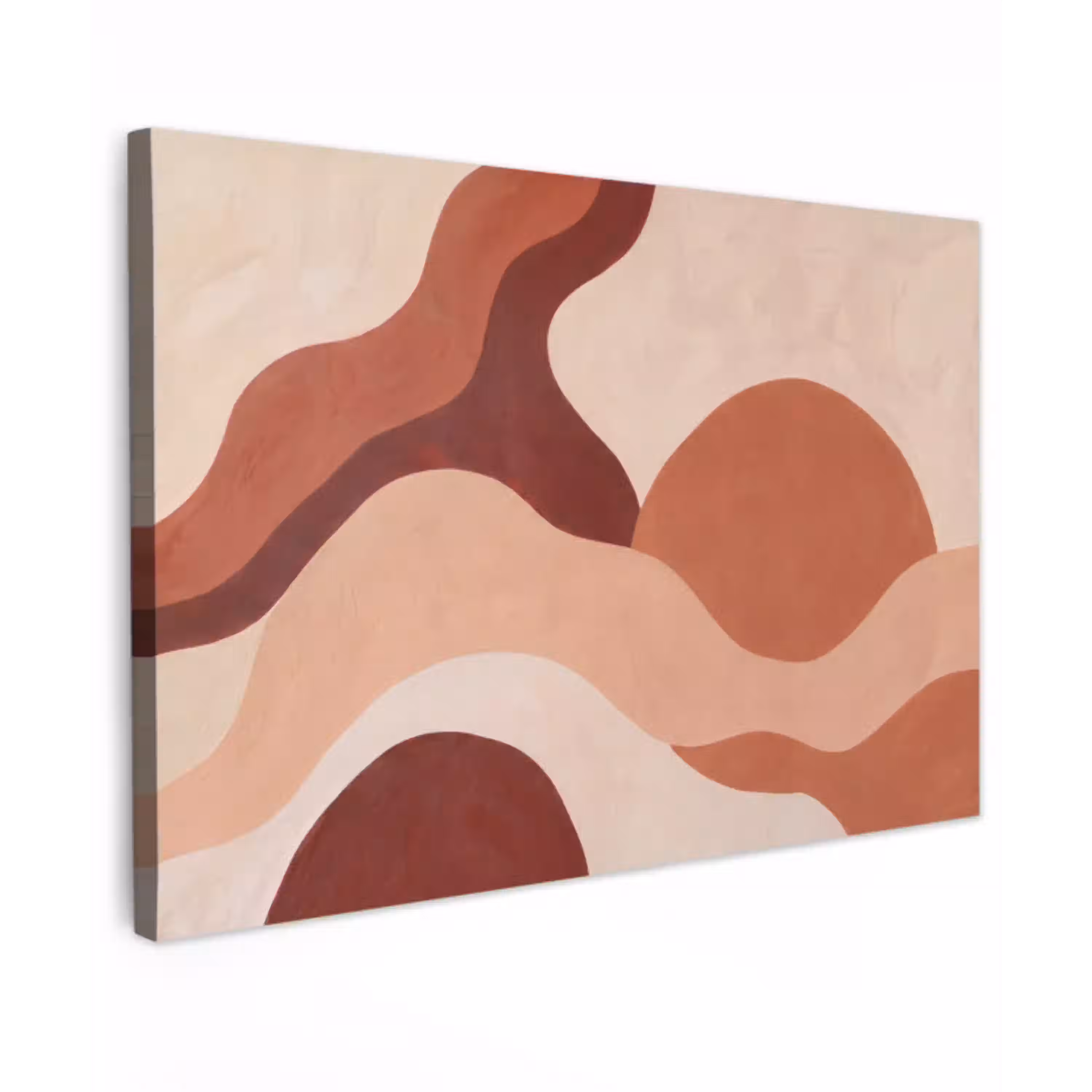 Abstract - Vormen - Organisch - Aardetinten - Modern Tuinposter op houten frame 2 cm dik klein -3d