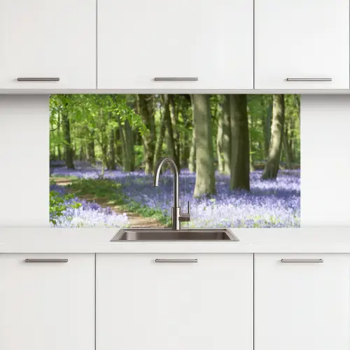 Bos - Pad - Bloemen - Paars - Groen - Natuur keuken achterwand 2 middel -3d