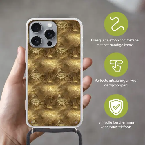 Palm - Waaier - Goud Hoesje iPhone 16 Pro Max met koord klein 804 -sfeer2_NL
