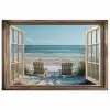 Doorkijk - Strandstoelen - Duinen - Zee - Natuur poster papier klein -3d