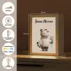 Tijger - Blauwe bloemen - Rustig Light Box met kabel (Kinderlampje) klein -USP_NL