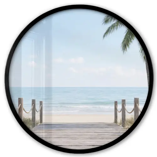 Palmbomen - Pad - Horizon Fotolijst rond zonder passe partout klein -3d