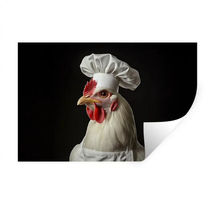 Kok - Rood - Kip Muursticker klein -3d