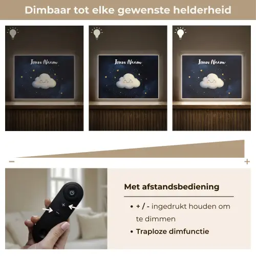 Wolkje - Gezichtje - Sterren - Donkerblauw Light Box met batterij (Wandlamp kind) middel -USP_dimbaarNL