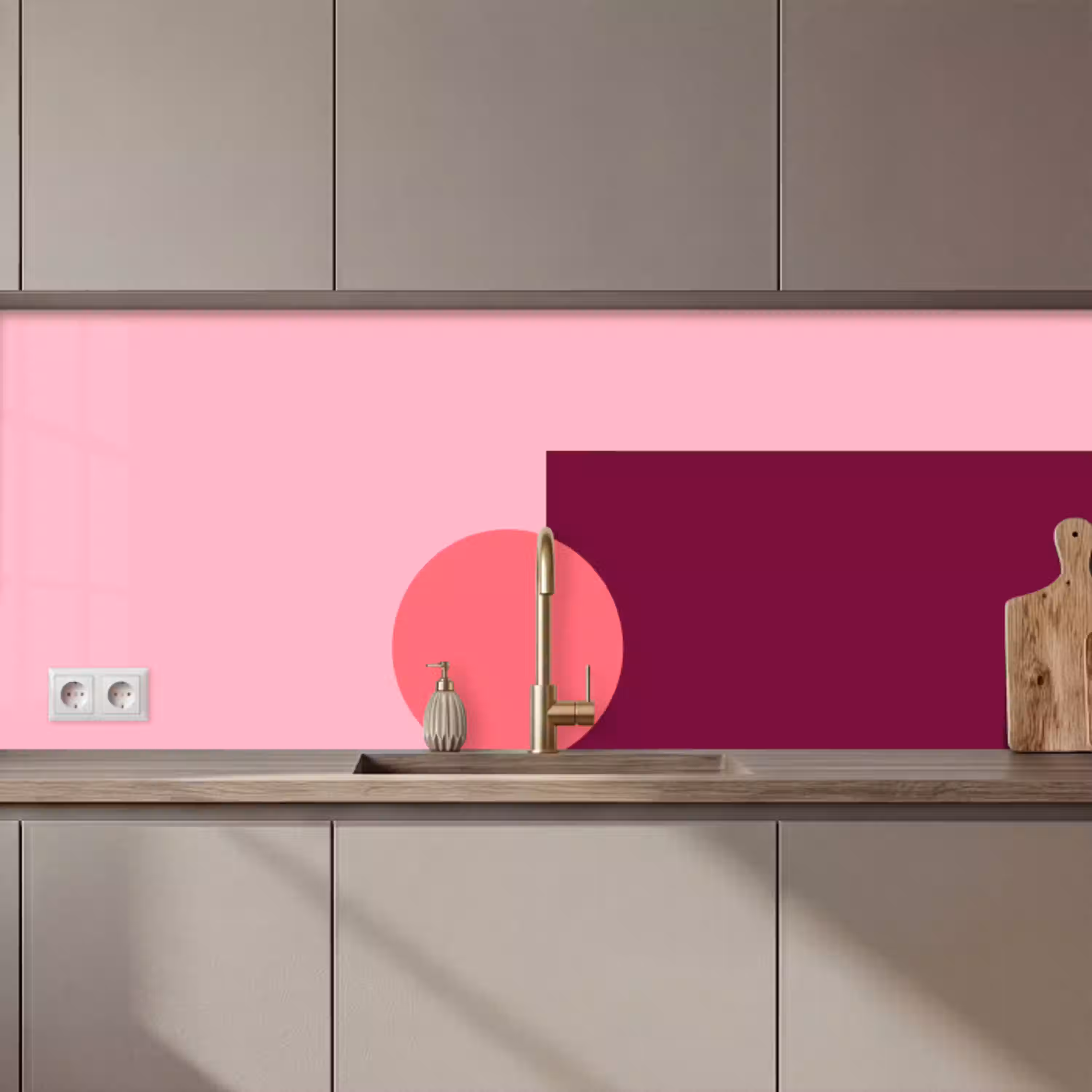 Abstract - Vormen - Roze - Modern - Design keuken achterwand 2 middel zz_3dshopping