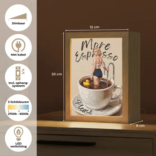 More espresso - Koffie - Eend Light Box met kabel (Tafellamp) klein -USP_NL