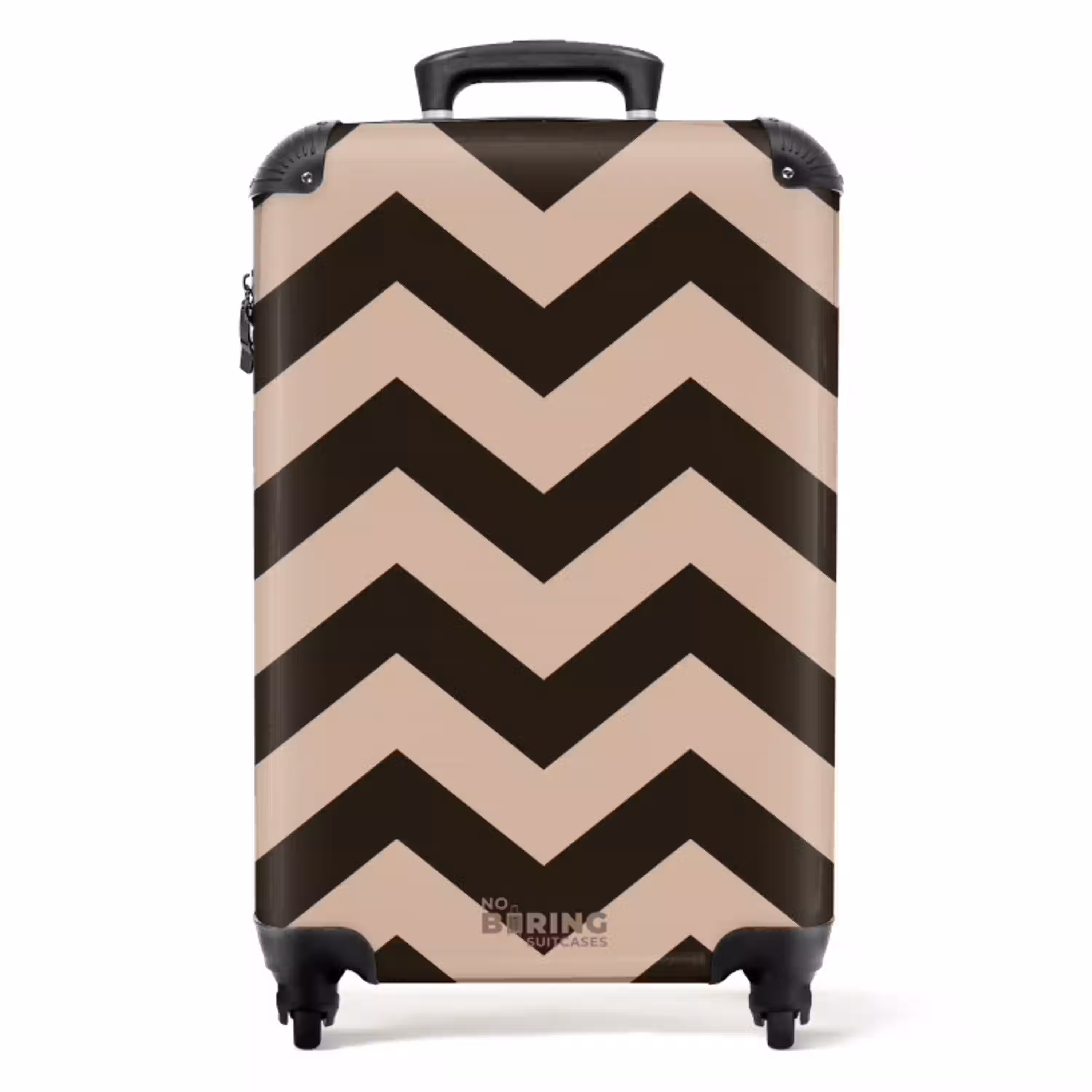Zigzag patroon in verschillende tinten bruin NBS - Handbagage koffer - Unisex middel -productfoto_recht