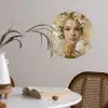 Gezicht - Vrouw - Bladeren - Goud Wandcirkel behangsticker klein -sfeer3