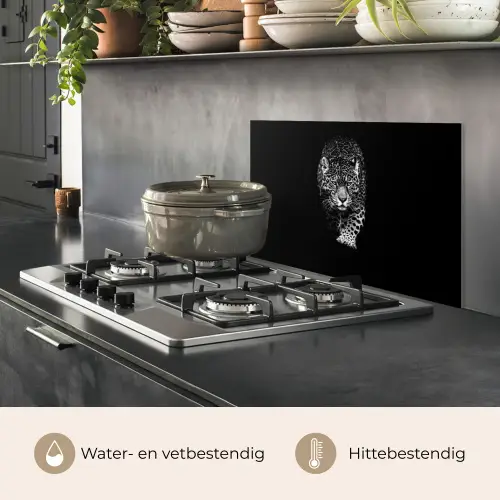 Dieren - Zwart - Luipaard - Wit - Wild keuken achterwand spatscherm klein -usp_NL