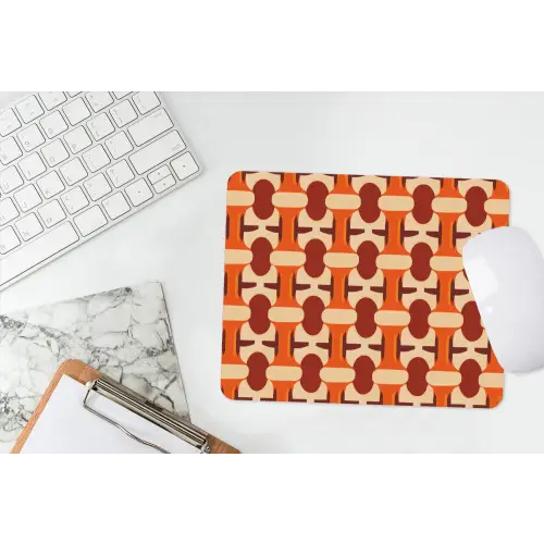 Geometrisch - Retro - Oranje muismat rubber klein 262 -witbureau