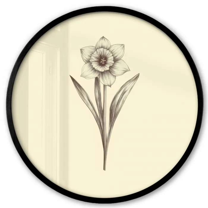 Zwart - Narcis - Illustratie Fotolijst rond zonder passe partout klein -3d