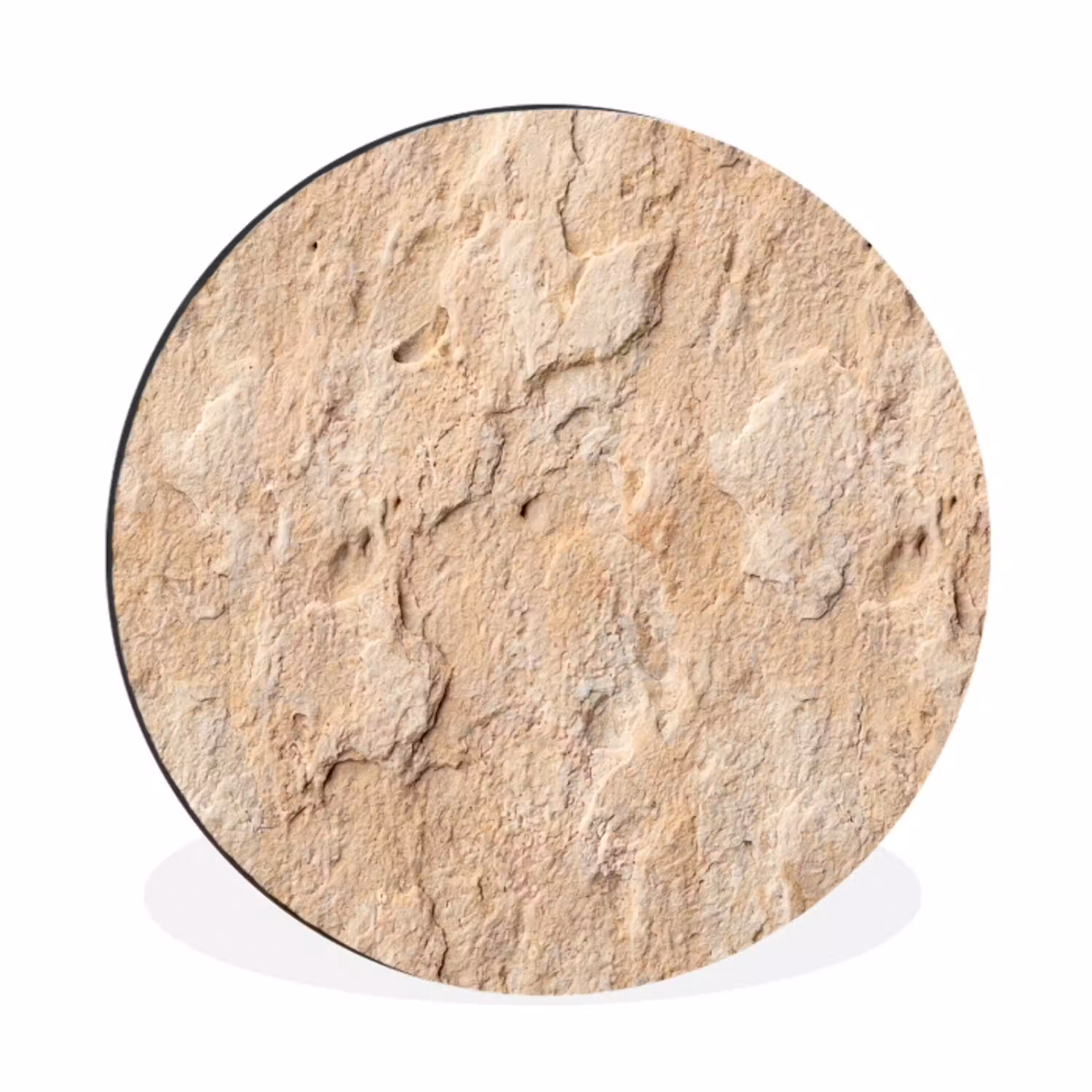 Textuur - Steen - Natuur - Beige Wandcirkel aluminium klein -3d