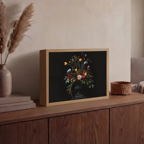 Klassiek - Vaas - Boeket - Bloemen Light Box met batterij (Wandlamp) middel -sfeer2