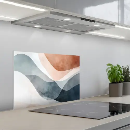 Abstract - Golven - Blauw keuken achterwand spatscherm klein -3d_schuin