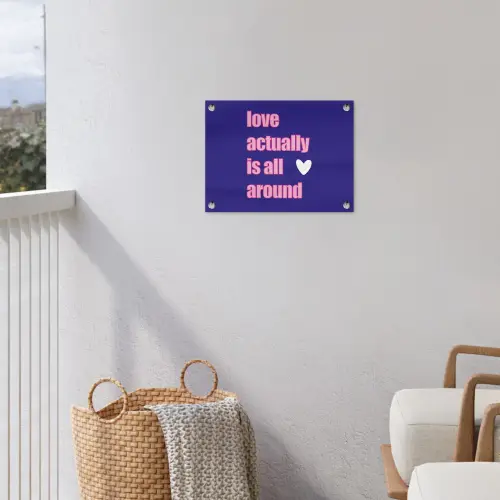 Tekst - Valentijn - Love - Blauw tuinposter los doek klein -sfeer8
