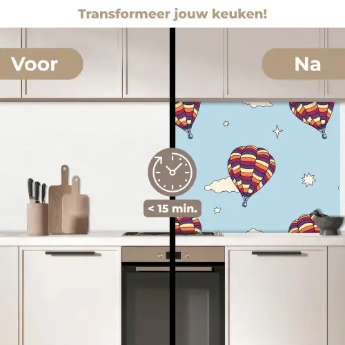 Design - Vintage - Luchtballon keuken achterwand 2 middel 871 -voor-na2_NL