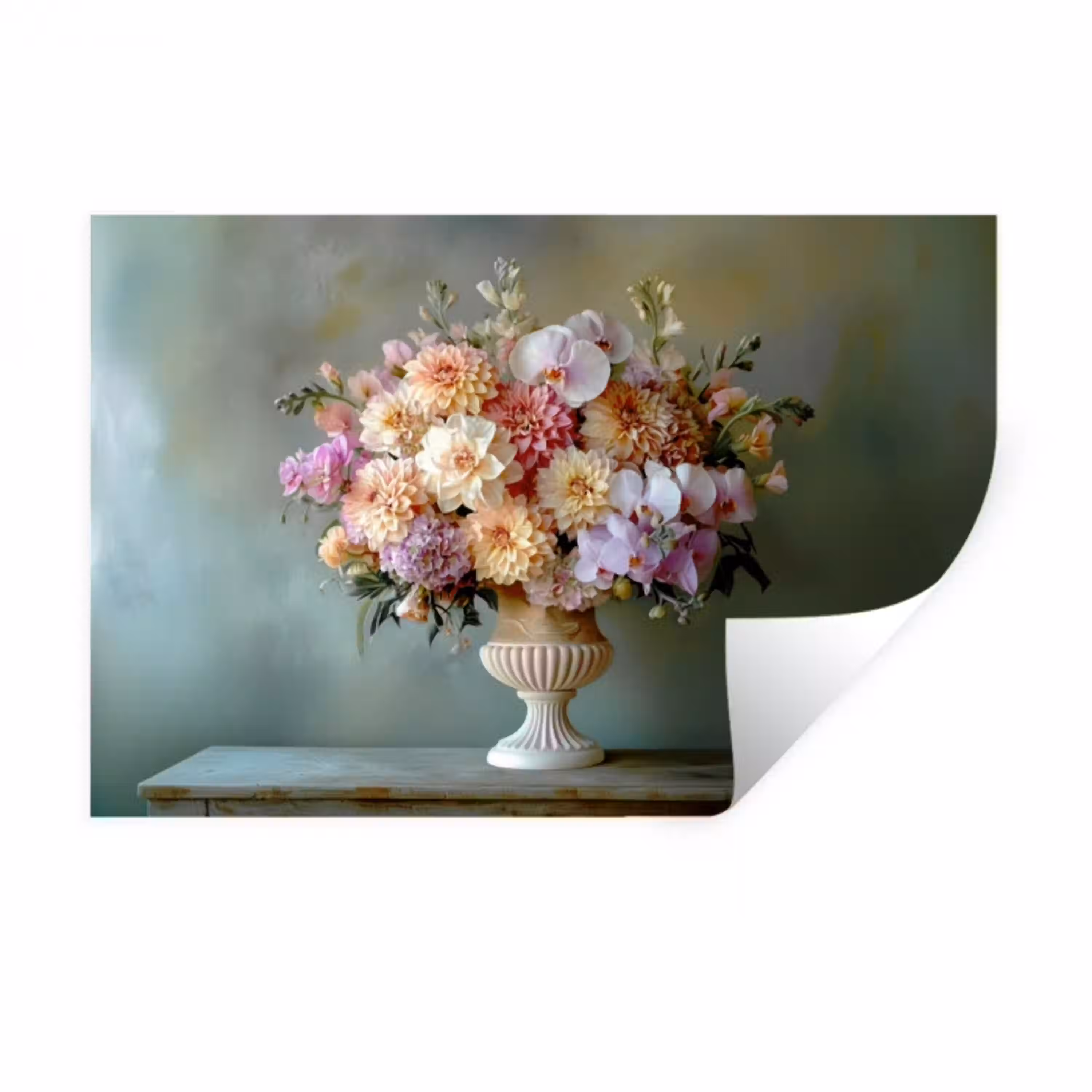 Orchidee - Boeket - Vaas - Bloemen Muursticker klein -3d