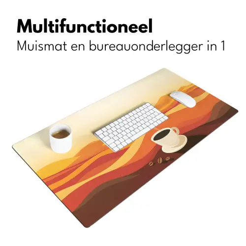 Koffie - Landschap - Oranje - Koffiebonen Muismat XXL klein -sfeer4
