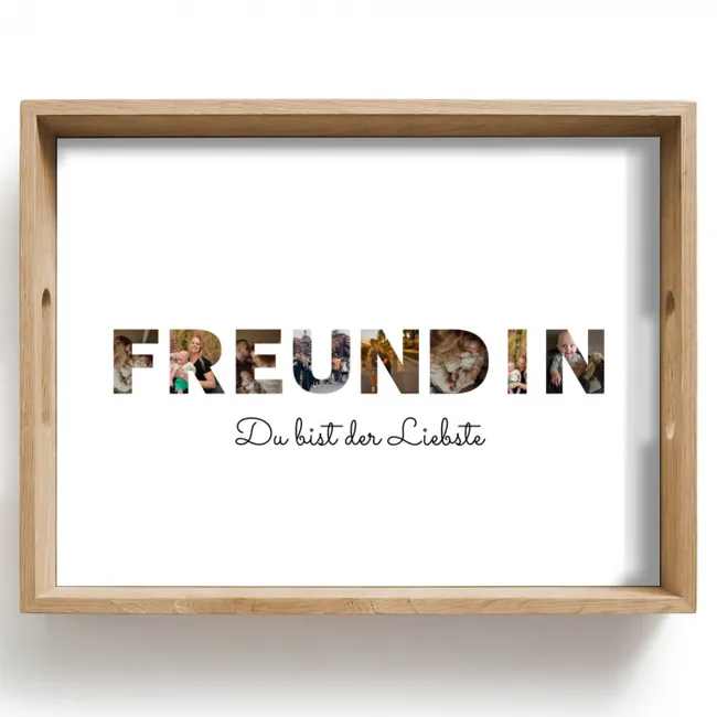 Personalisierte Tablett - Freundin - Buchstaben-Collage