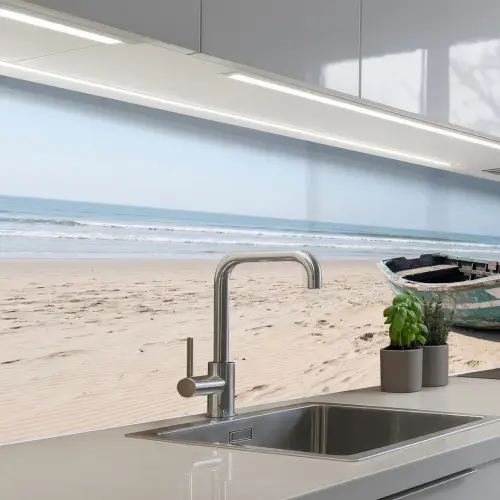 Boot - Zandstrand - Zee keuken achterwand 2 middel -3d_schuin