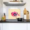 Camera - Memories - Roze - Geschilderd Inductie beschemer met haakjes middel -sfeer2