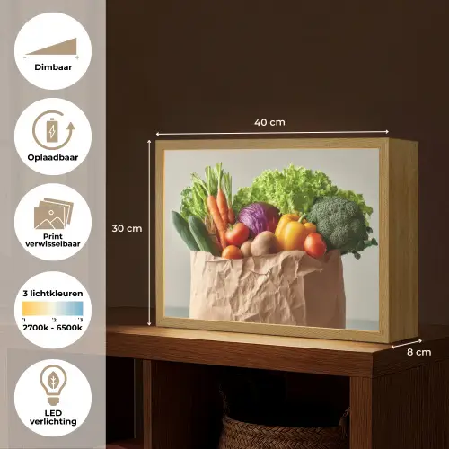 Papieren - Boodschappen - Groente - Kleurrijk Light Box met batterij (Wandlamp) middel -USP_websiteoverzichtNL