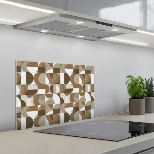 Abstract - Retro - Bruin keuken achterwand spatscherm klein 900 -3d_schuin