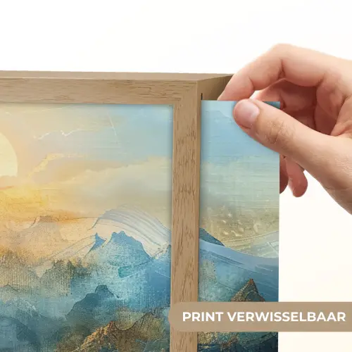 Abstract - Landschap - Bergen - Blauw - Modern Light Box met batterij (Wandlamp) middel -USP_websiteprintNL