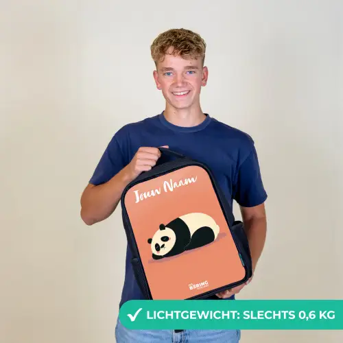 Panda - Slapen - Oranje Rugzak - Zwart middel -sfeer7_NL
